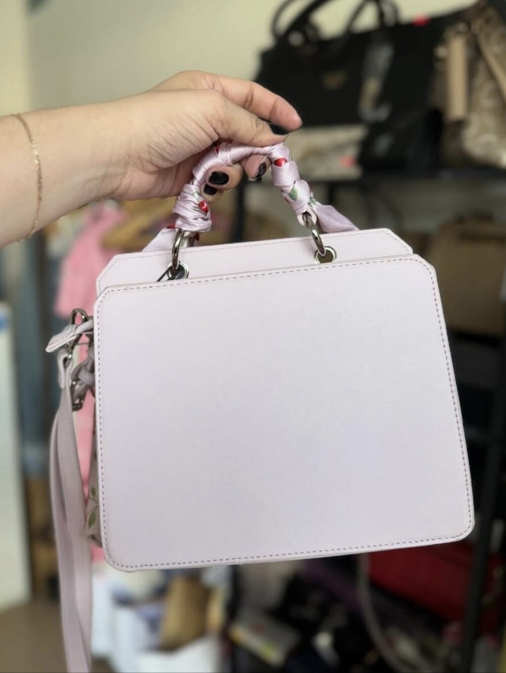 Steve Madden Pink Cherry Satchel with Charm - Picture 2 of 5
